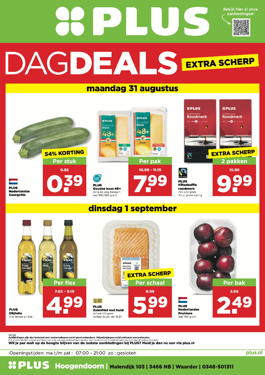Plus Dag deals 31 en 1 september