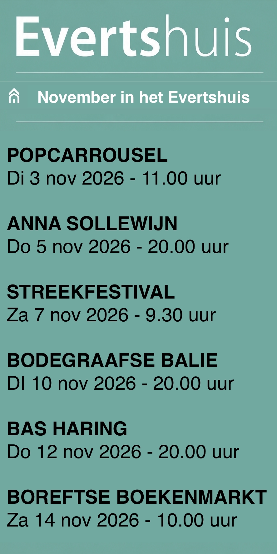 Evertshuis 3 november t/m 14